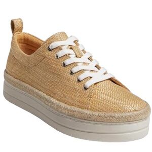 Jack Rogers Mia rattan platform low top lace up sneakers